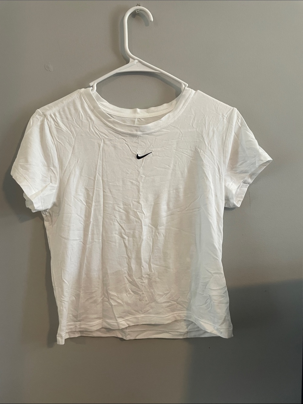 Nike White Short Sleeve Tee with Black Swoosh Logo